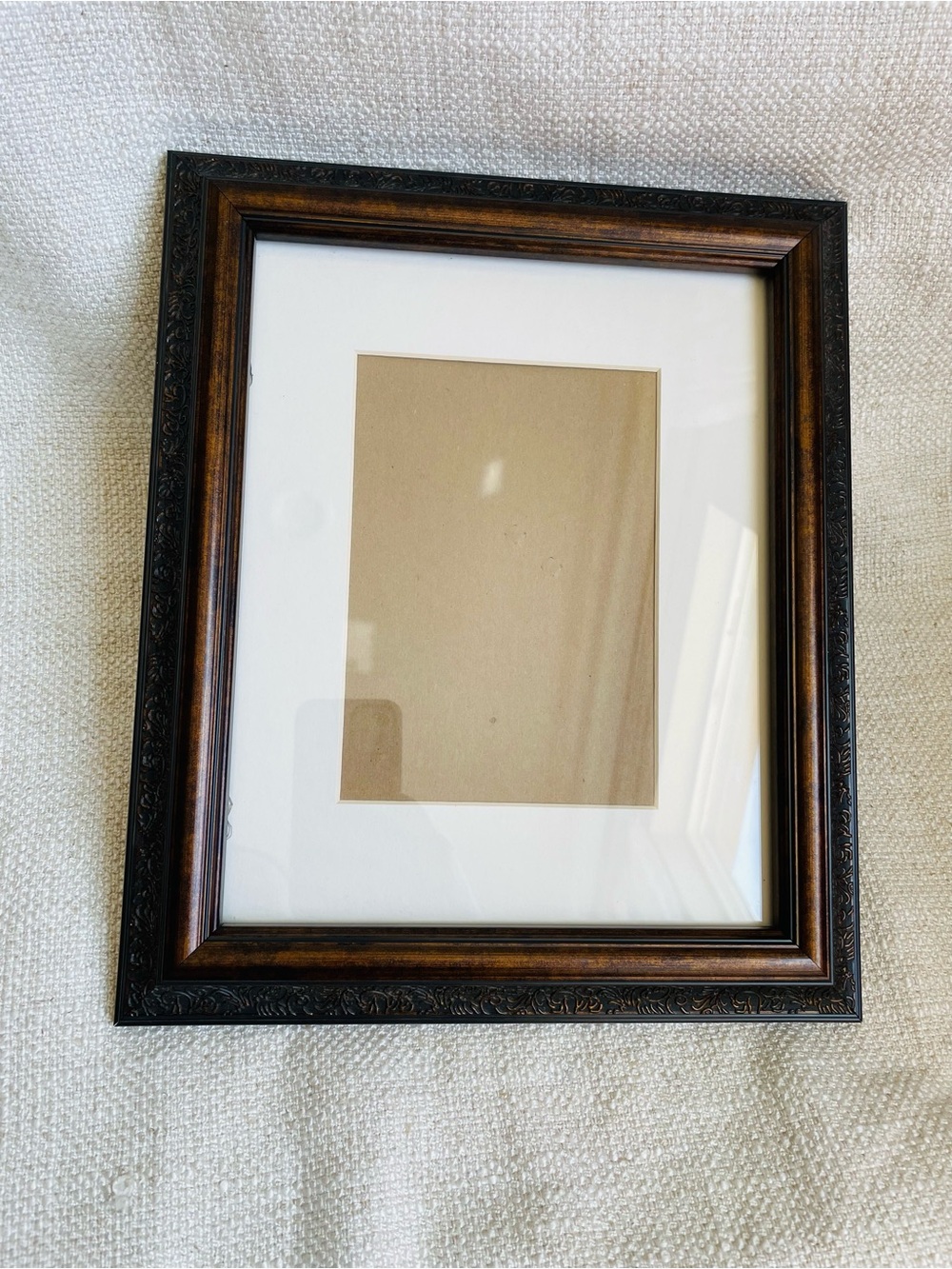 Vintage Classic Ornate Brown Picture Frame with White Mat Fits 8x10" Photo